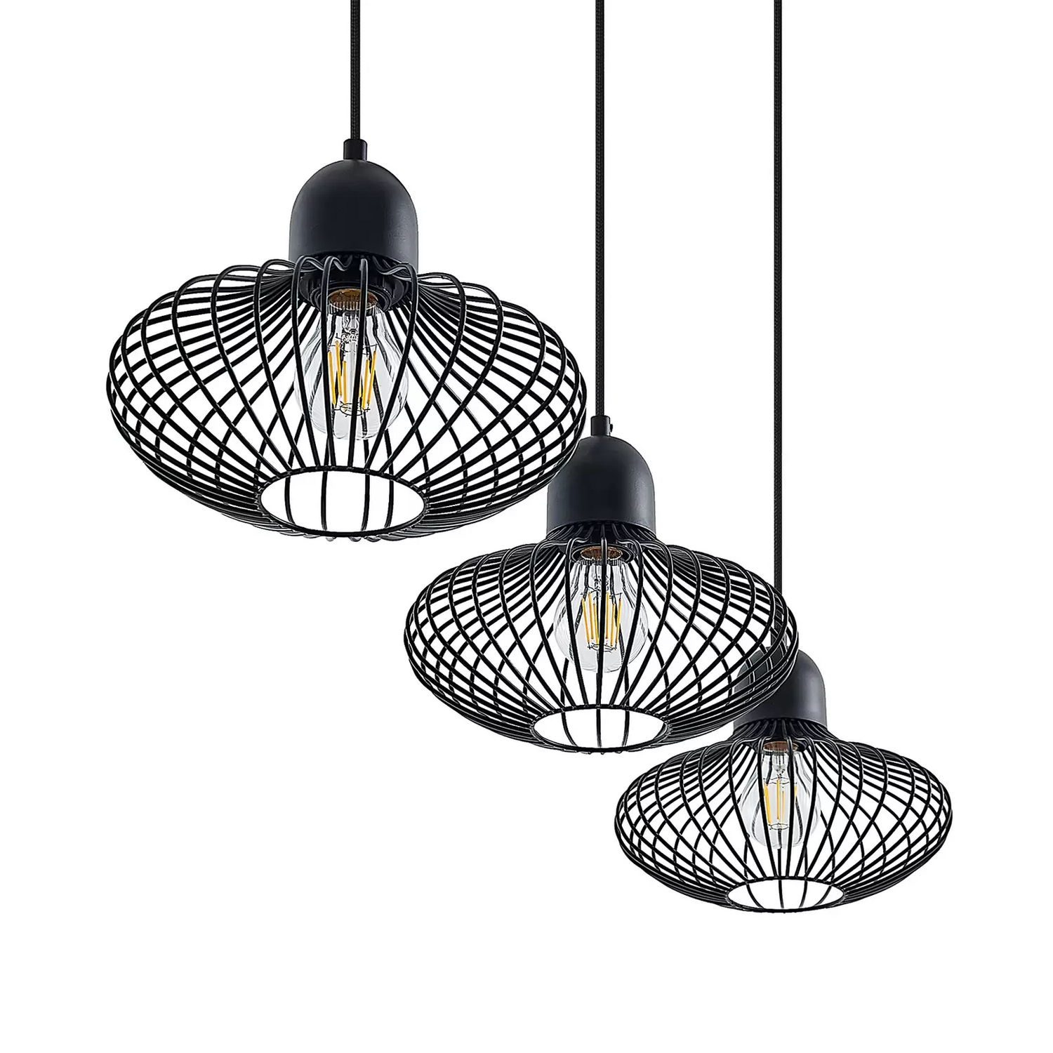 Lindby Justinos Hängeleuchte Dreiflammig Schwarz Hängelampe Lampe Leuchte E27 B-Ware - 4251911737257