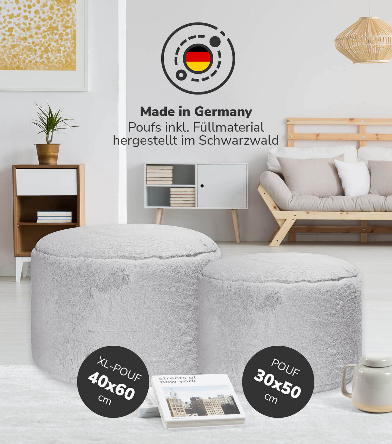 B-Ware Mokebo Pouf Aus Kunstfell 'Der Flauschige', Flauschiger & Kuscheliger Fußhocker  - 4262436123289