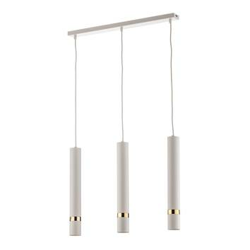 Luminex Pendelleuchte Rondo Hängeleuchte Hängelampe Weiß Gold Dreiflammig Lang B-Ware - 5907565915471