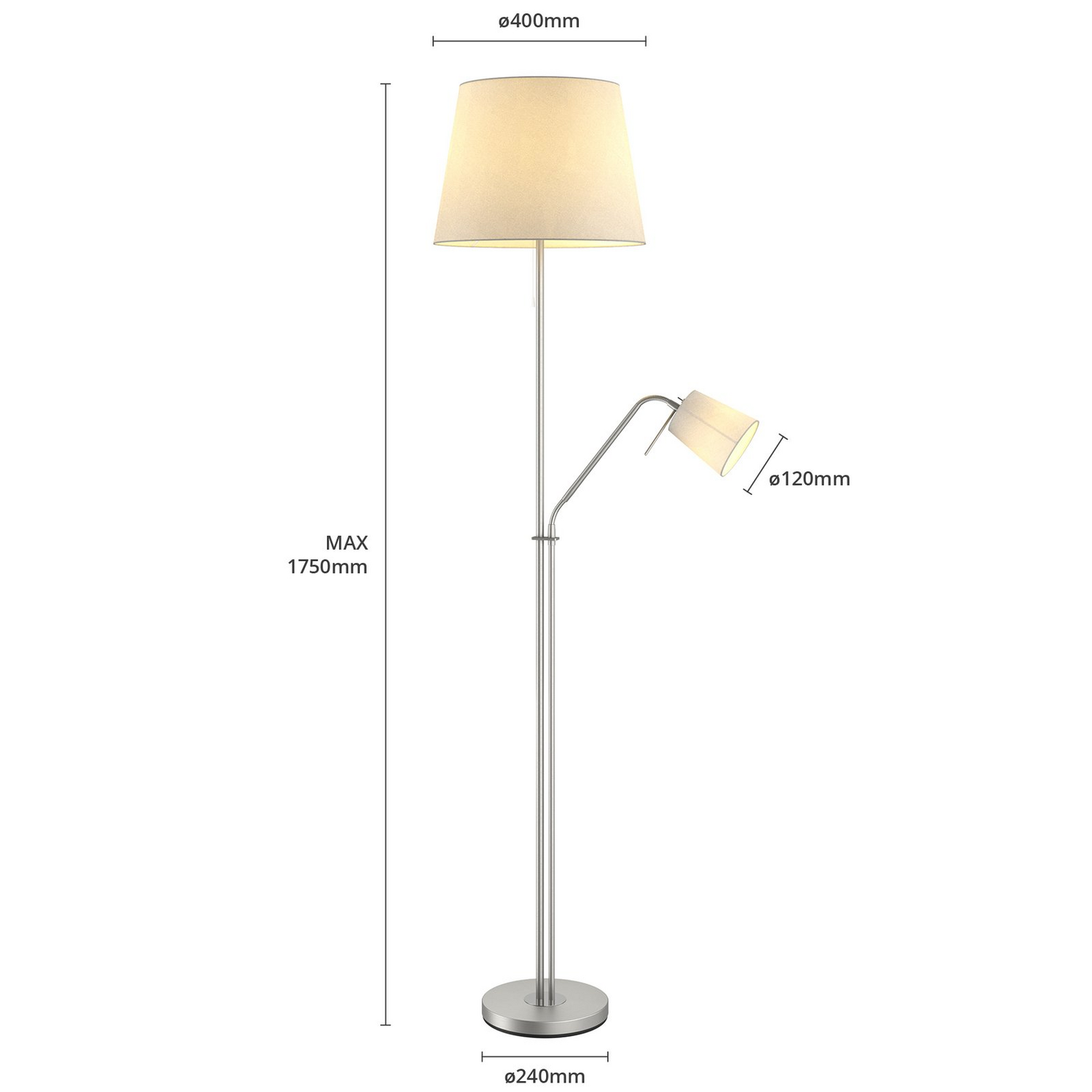 B-Ware Lindby Nantwin Stehleuchte Stehlampe Standleuchte Standlampe Stoffschirm Weiß300