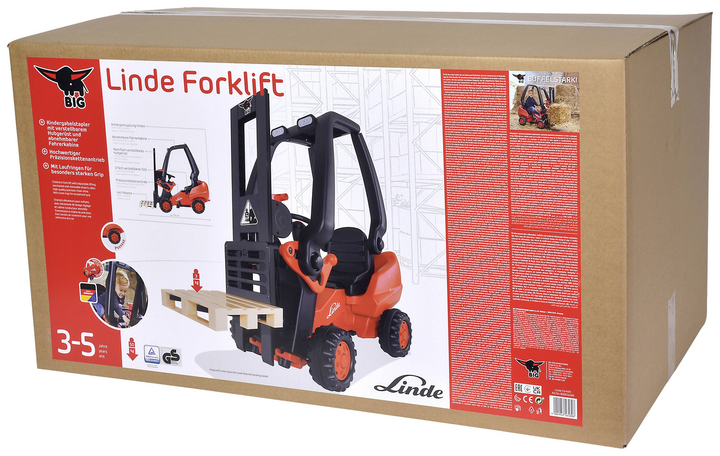 BIG Linde Forklift Gabelstapler Pedale zum Treten Palette Kindergabelstapler Rot