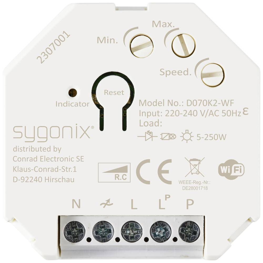 B-Ware Sygonix Unterputz Dimmer Schalter Wi Fi Tuya Led Lampe Glühlampe Halogenlampe We