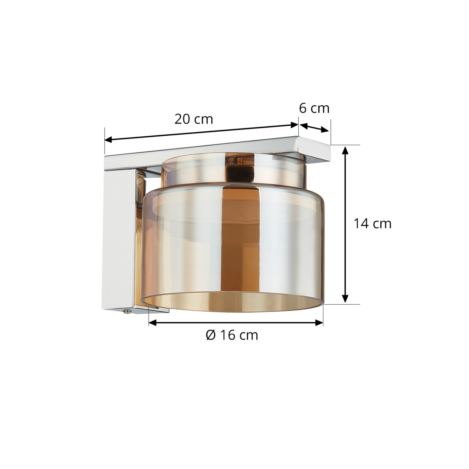 Lucande Diano Wandleuchte Amber Eisen Glas Wandlampe Lampe Leuchte Spot Licht B-Ware