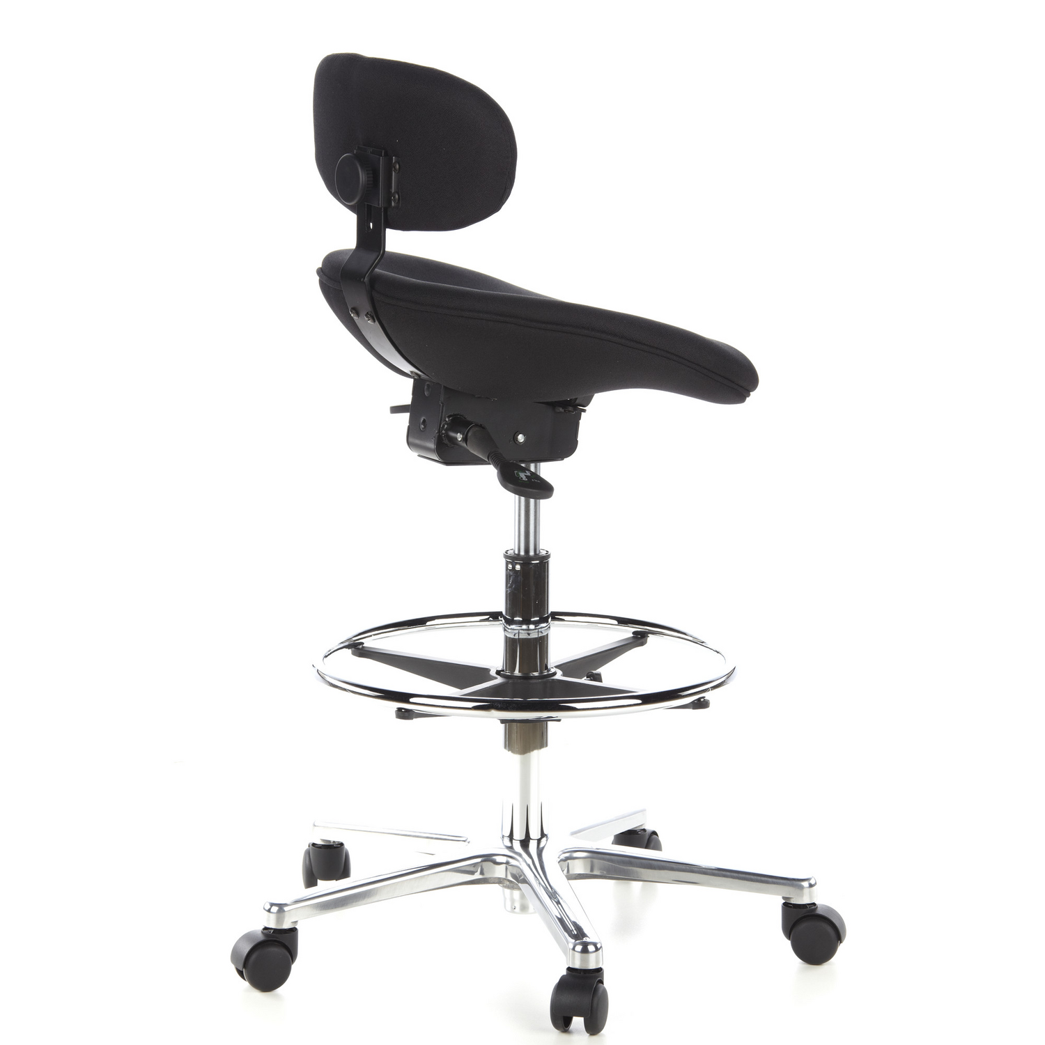 B-Ware Hjh Office Hocker Drehhocker Arbeitsstuhl Work Mf Stoff Schwarz Chrom Hocker