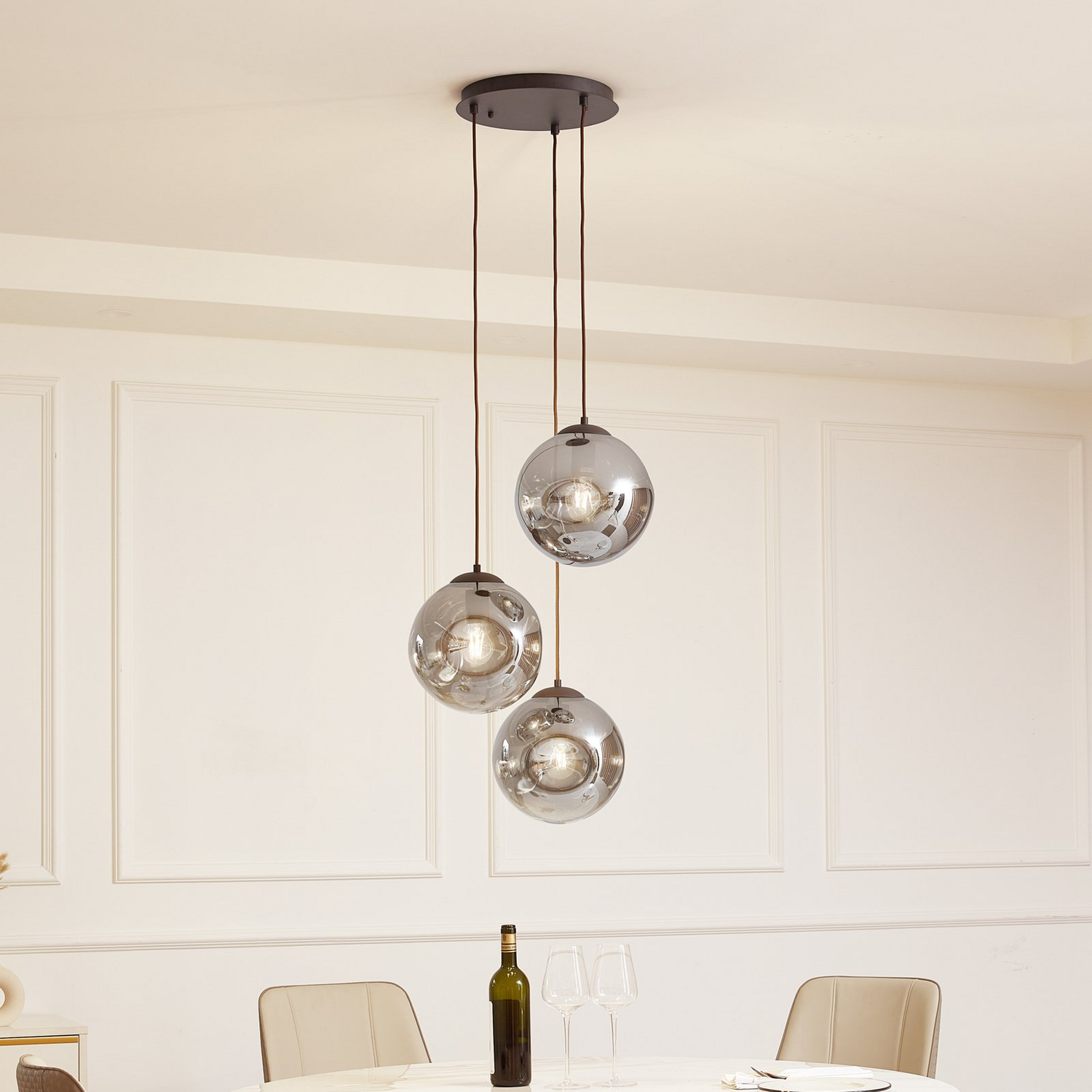 Lindby Hängeleuchte Valentina E27 ø 49cm Rauchgrau Glas Hängelampe Lampe Leuc72 B-Ware - 4251911774719