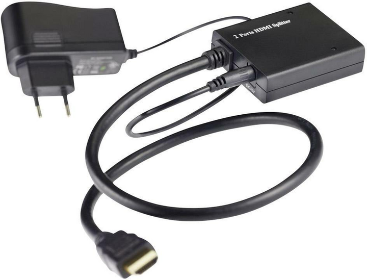 Inakustik 2 Port HDMI-Splitter mit eingebautem Repeater 1920x1440 Pixel Schwarz