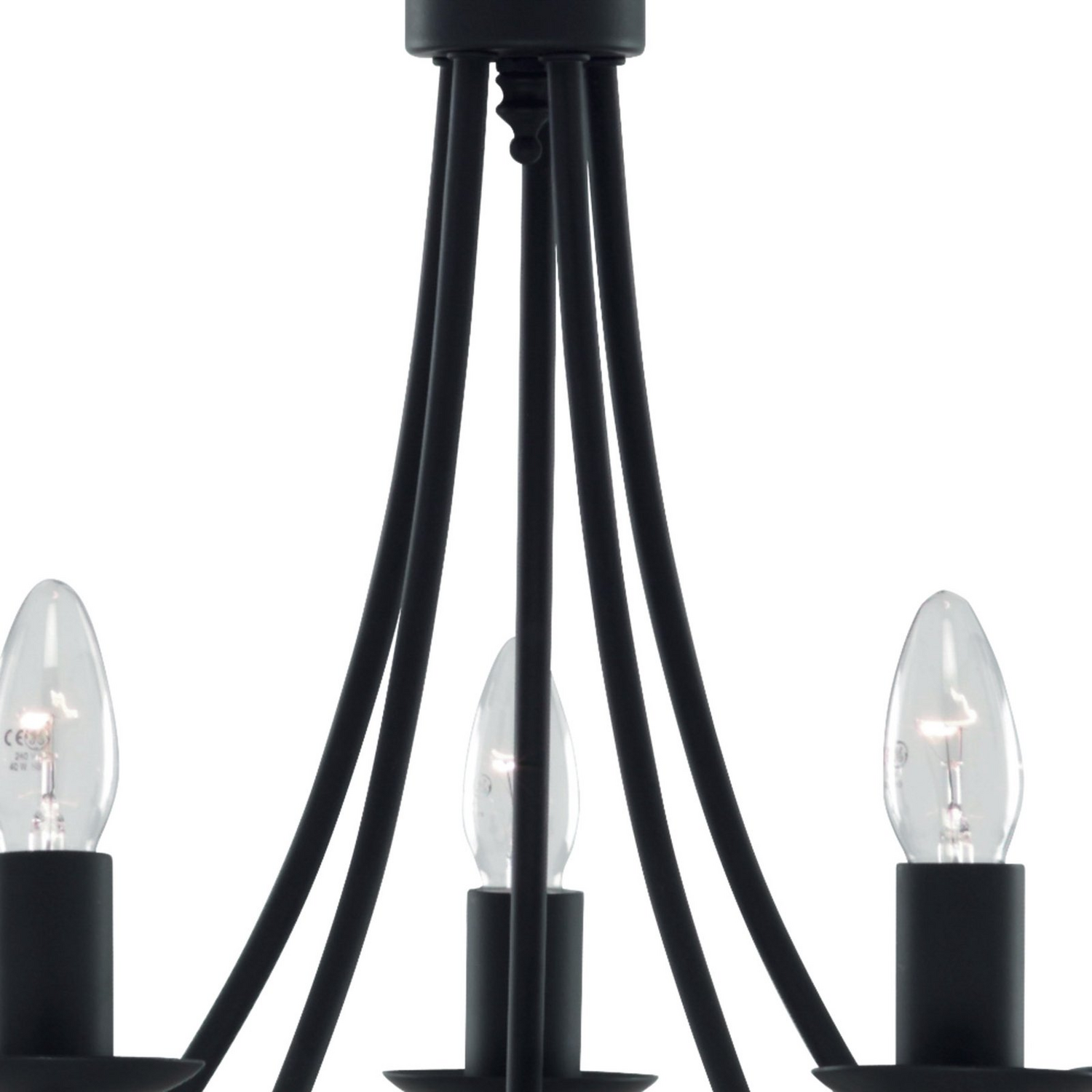 Lustre Searchlight, plafonnier Maypole noir mat, cinq lumières 