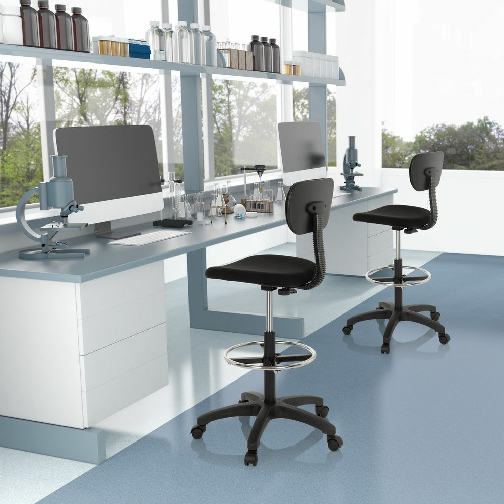 hjh OFFICE Arbeitsstuhl Counterstuhl TOP WORK 05 Arbeitshocker schwarz Stoff
