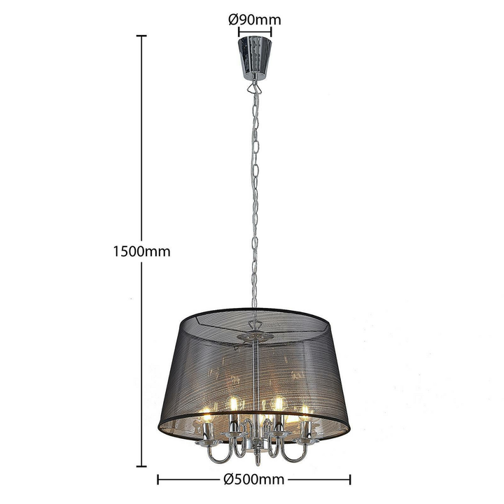 Lindby Talisha Organza Pendellampe Schwarz Pendelleuchte Hängelampe Lampe 529