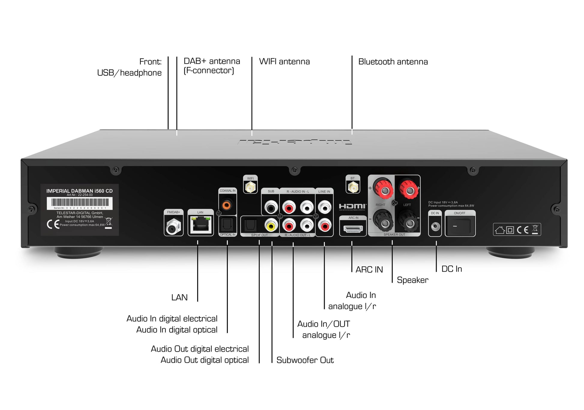 Imperial DABMAN i560 CD Stereo Receiver 2x30 W Schwarz CD-Player DEFEKTWARE - 4024035254005