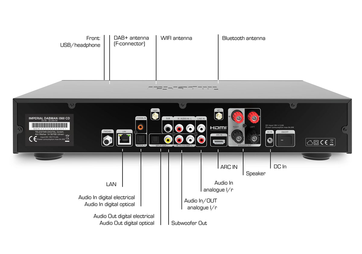 Imperial DABMAN i560 CD Stereo Receiver 2x30 W Schwarz CD-Player DEFEKTWARE - 4024035254005