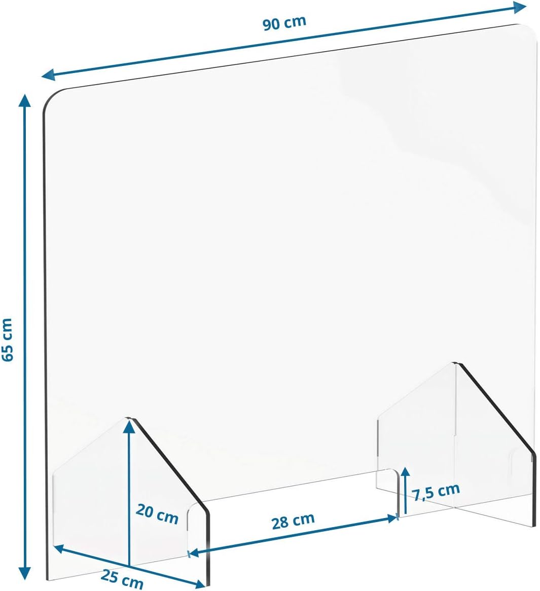 hjh OFFICE Thekenaufsatz Aufsteller Spuckschutz Acryl transparent 65x90 cm118 - 830032