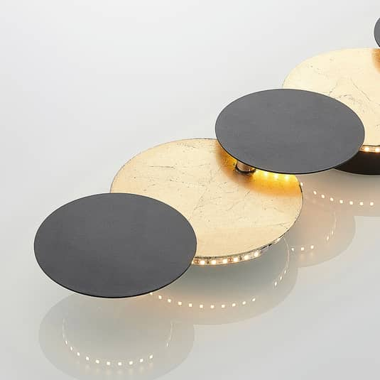 B-Ware Lindby Wandleuchte Wandlampe Led Grazyna Schwarz Gold Wohnraum Indirekte Bele117