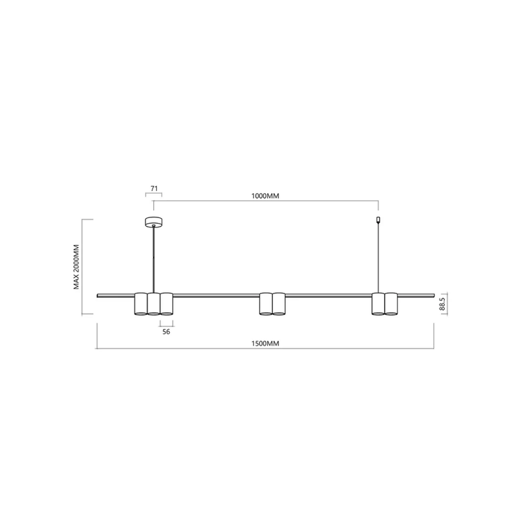 Hängelampe Genesis Alu schwarz/gold 7 x GU10 Länge 150 cm Hängeleuchte Lampe