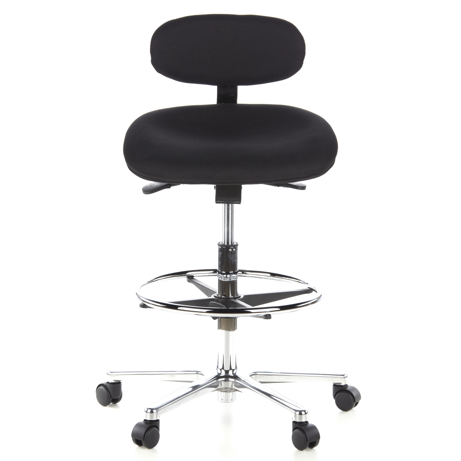 B-Ware Hjh Office Hocker Drehhocker Arbeitsstuhl Work Mf Stoff Schwarz Chrom Hocker