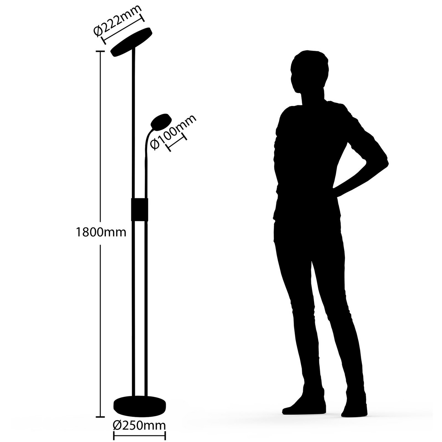 Lampadaire LED Lindby Seppa, lampe sur pied, lampe de lecture, rond, laiton, déstockage
