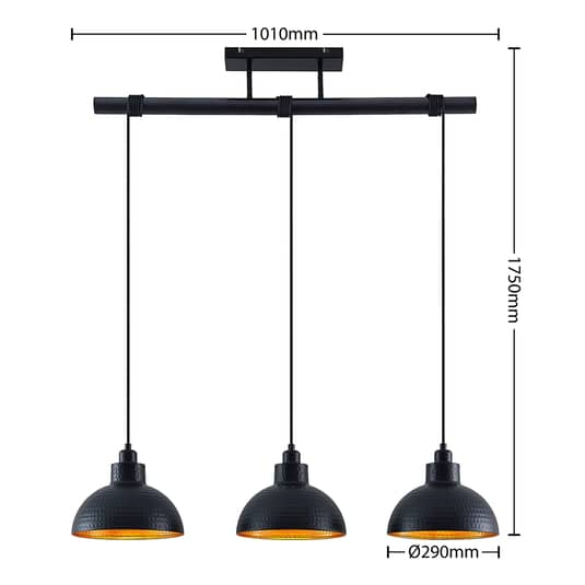 Lindby Zelotta Pendelleuchte 3-fl. schwarz Pendellampe Deckenlampe Deckenlicht