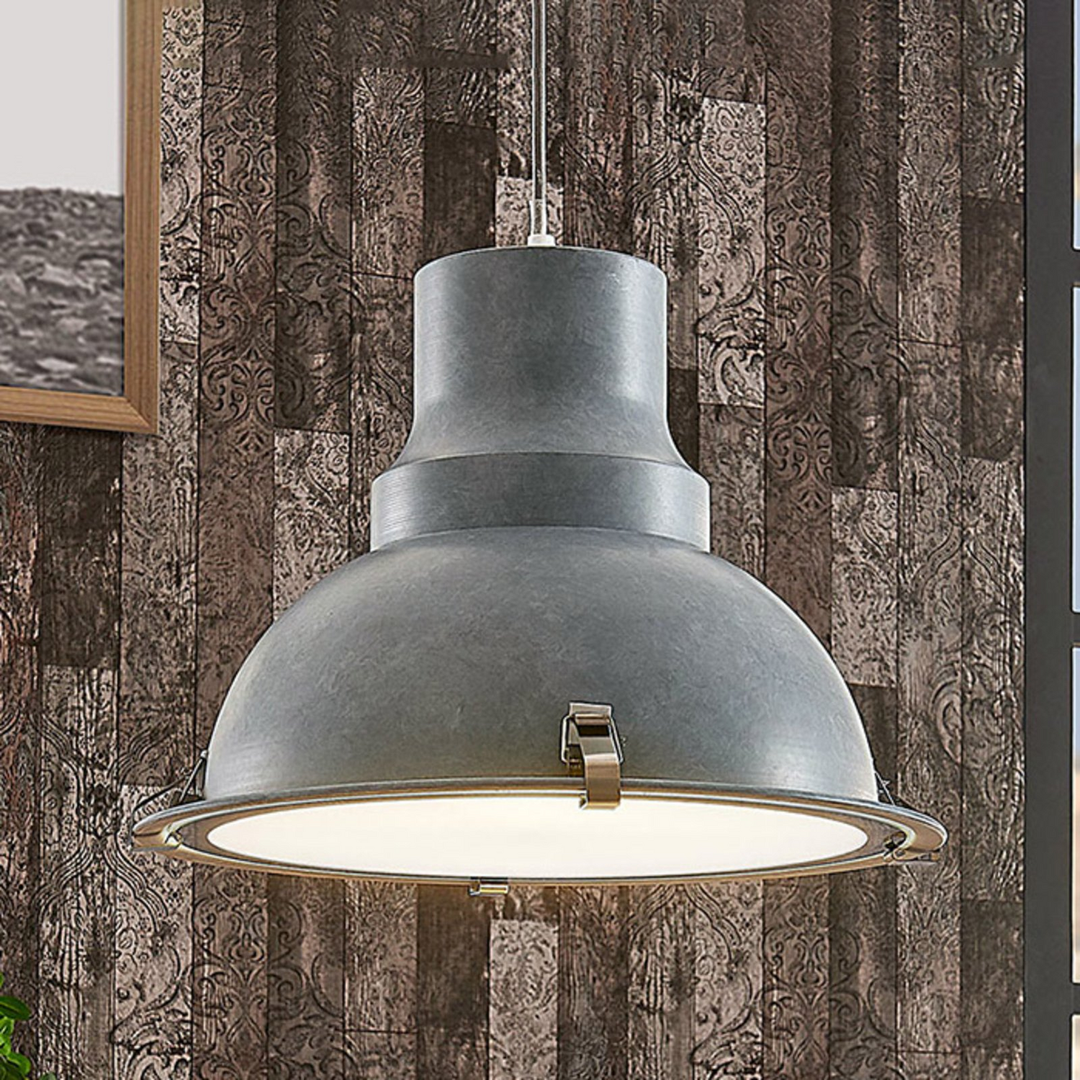 Lindby Betongraue Metallhängeleuchte Percival Deckenlampe Pendelleuchte E27 B-Ware