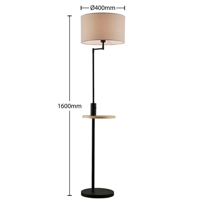 Lindby Zinia Stehlampe Wohnzimmerlampe m. Ablage & USB Dekoleuchte E27 schw948