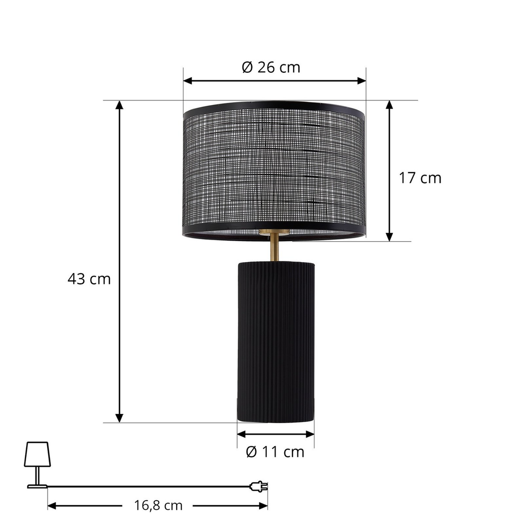 Lindby Tischleuchte Sorscha schwarz Eisen Ø 26 cm Tischlampe Lampe Leuchte Spot