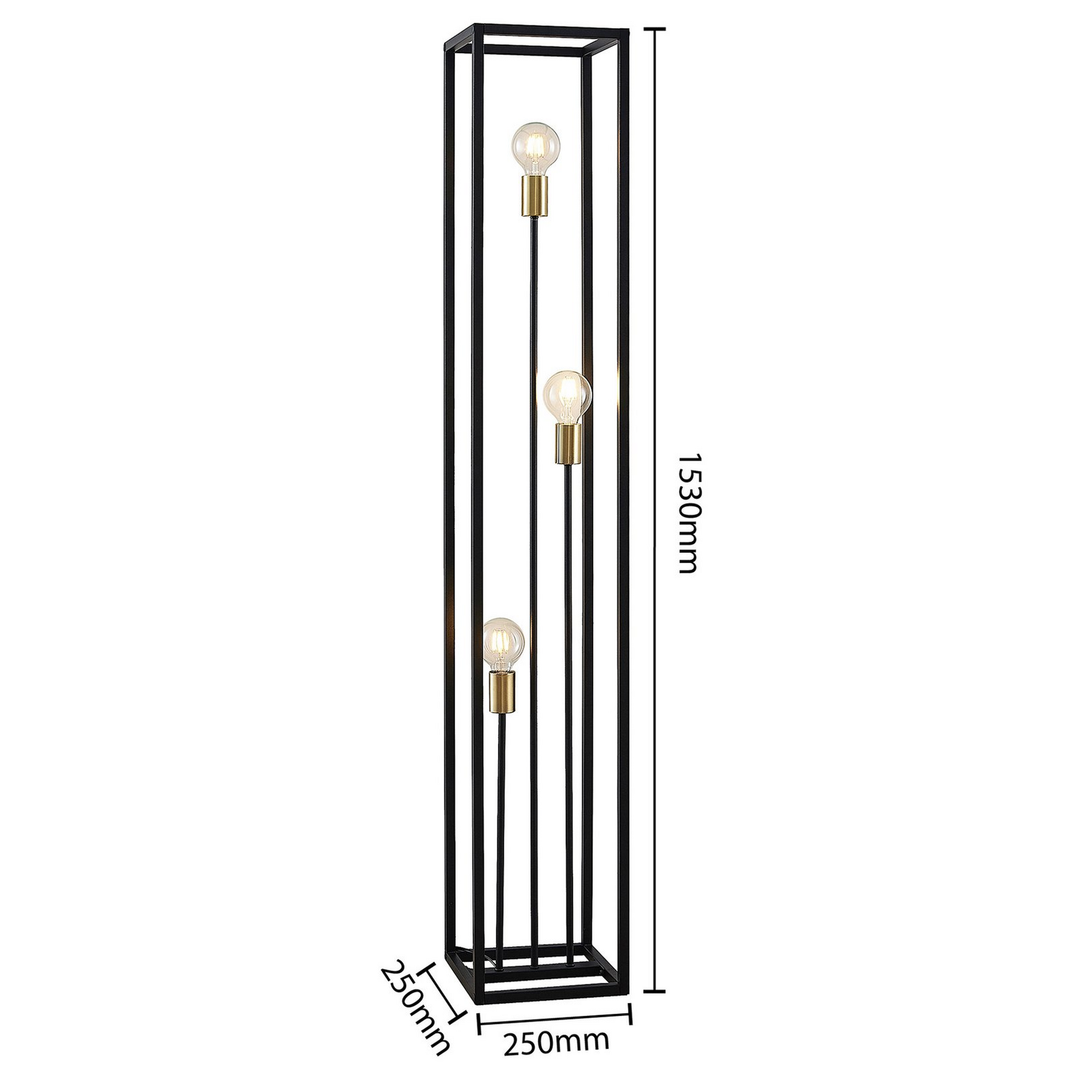 Lindby Tiliane Käfig Stehlampe Stehleuchte Lampe Leuchte 3 Flammig E27 Schwarz B-Ware - 4251911708653