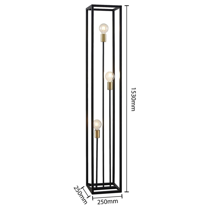 Lindby Tiliane Käfig Stehlampe Stehleuchte Lampe Leuchte 3 Flammig E27 Schwarz B-Ware - 4251911708653