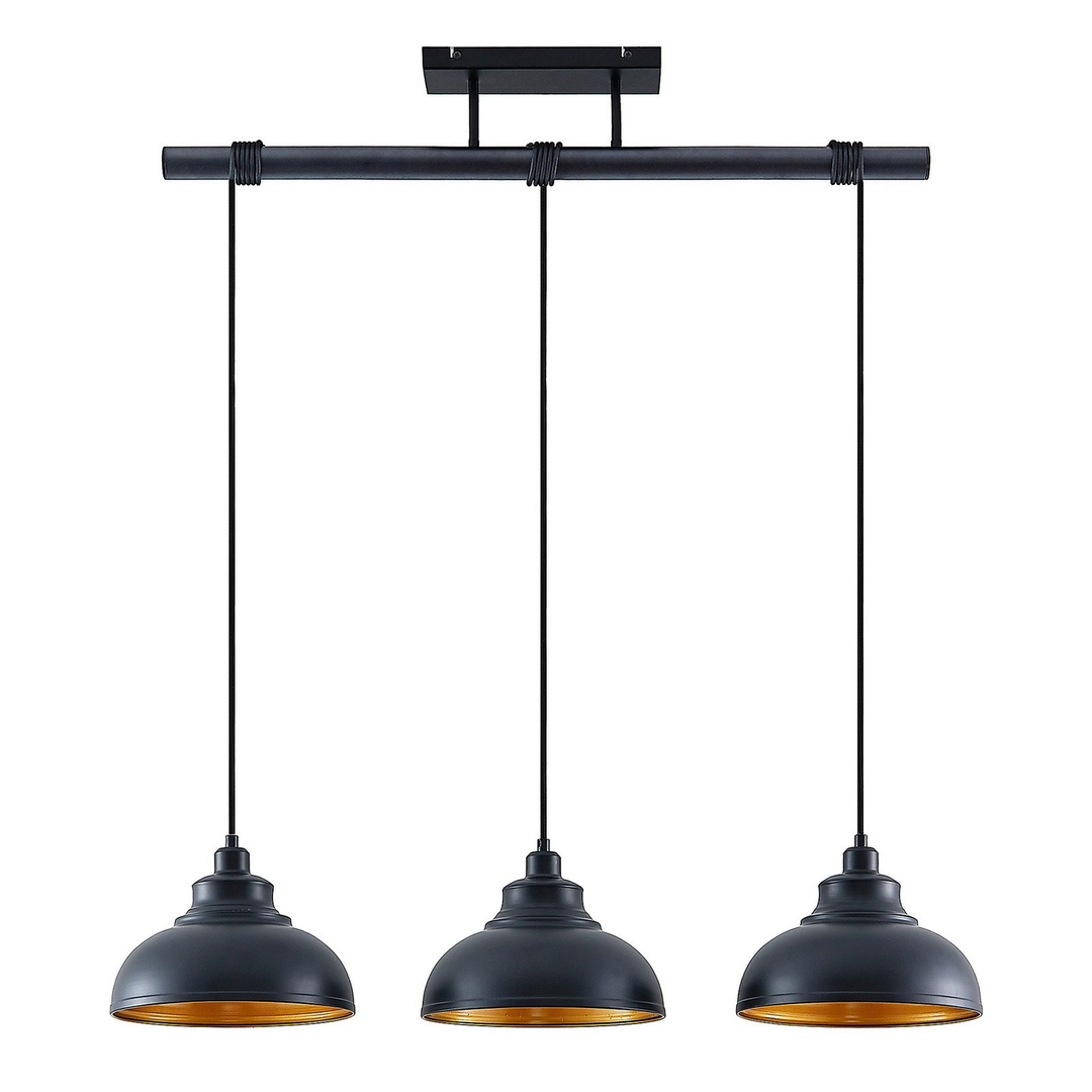 Lindby Emna Pendelleuchte Deckenlampe Hängeleuchte E27 dreiflammig schwarz gold