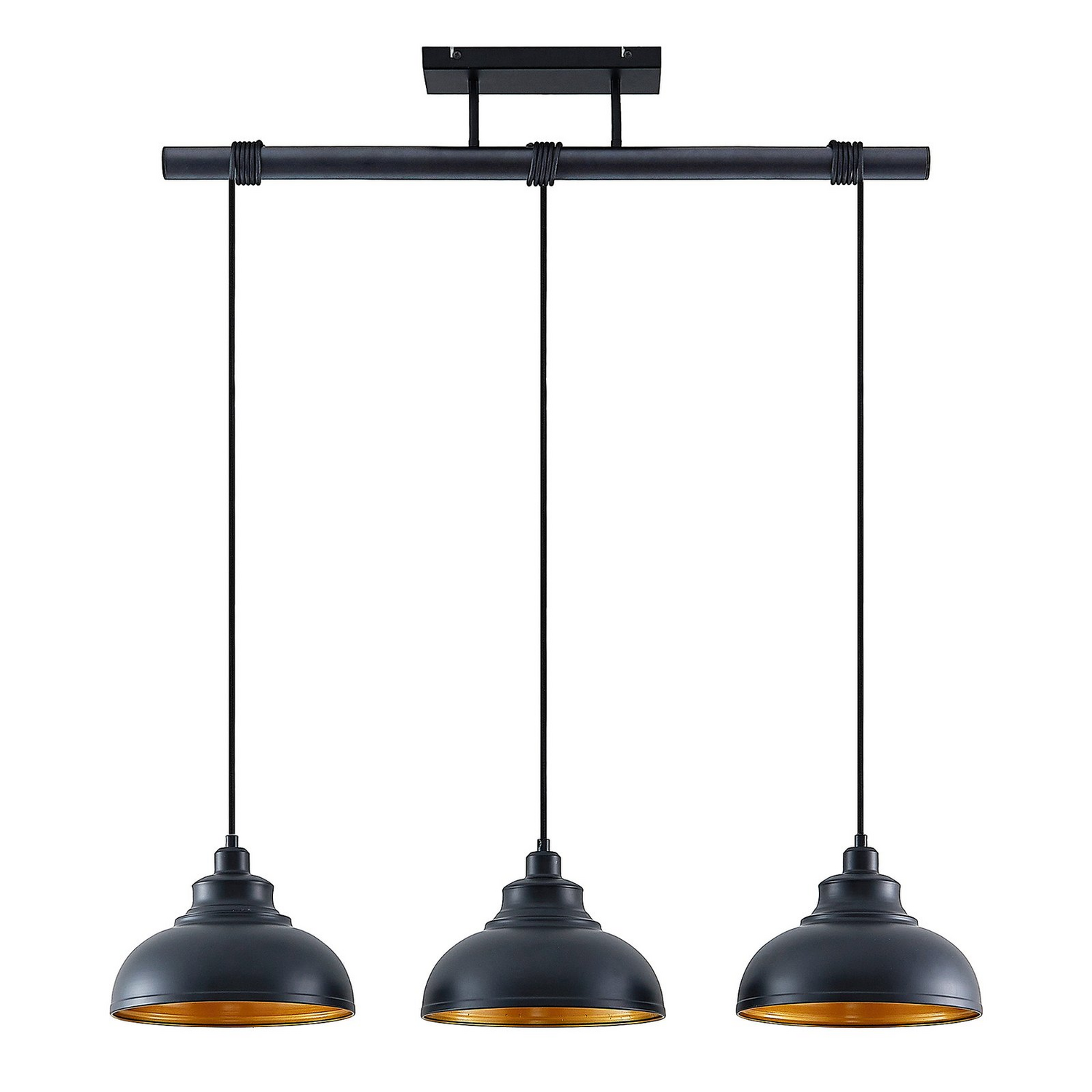 Lindby Emna Pendelleuchte Deckenlampe Hängeleuchte E27 Dreiflammig Schwarz Gold B-Ware - 4251911726428