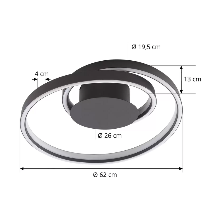 Lindby Erlinik LED-Deckenleuchte stepdim schwarz Deckenlampe Lampe Leuchte Spot