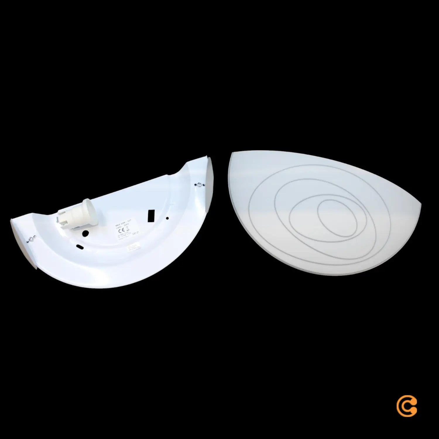 B-Ware Fabas Luce Wandleuchte Lampe Kent Chrom Weiß Glas Metall E27 1 Flammig - 8019282041429