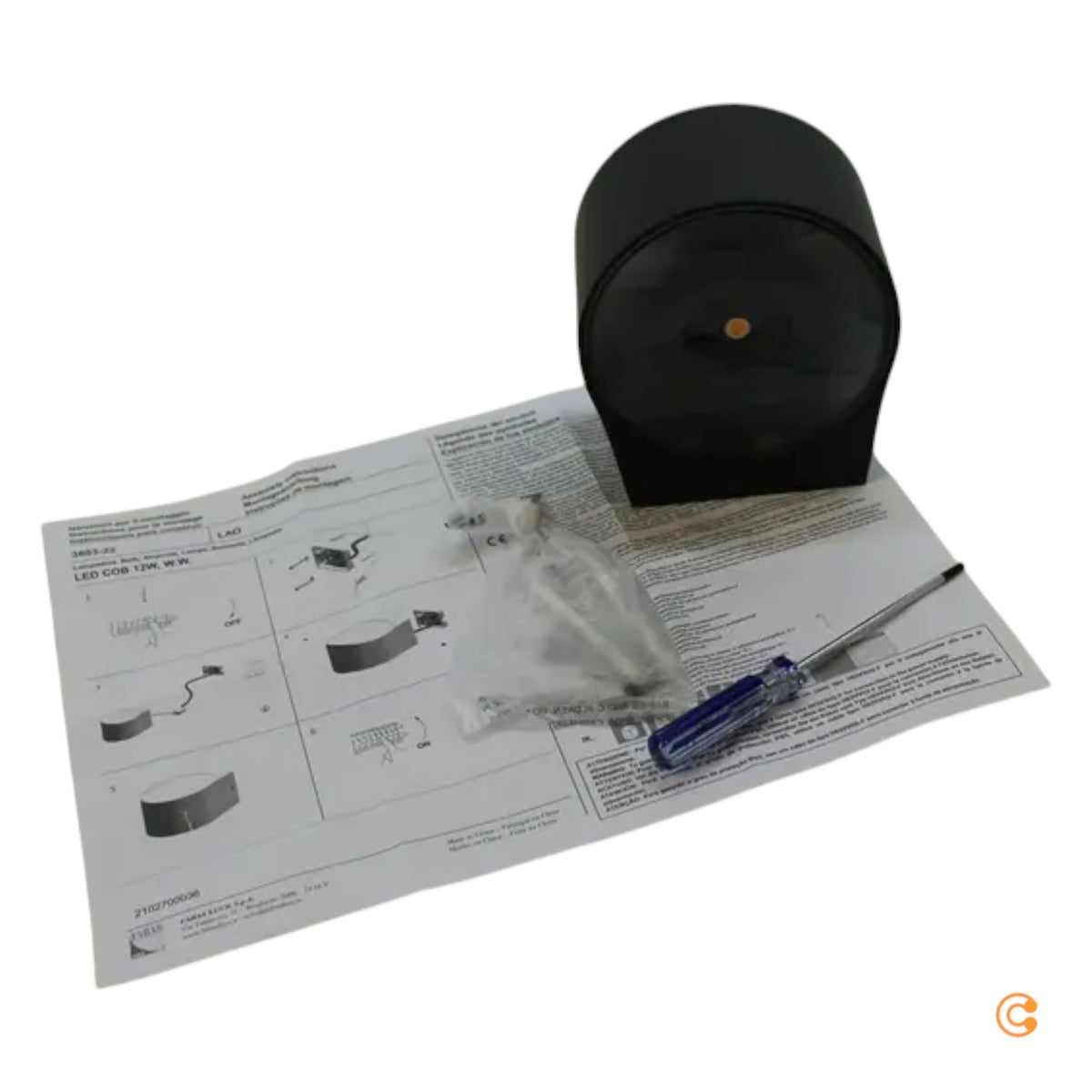 Fabas Luce Außenwandleuchte Wandlampe LED schwarz Kristallglas Aluminium - 8019282518587
