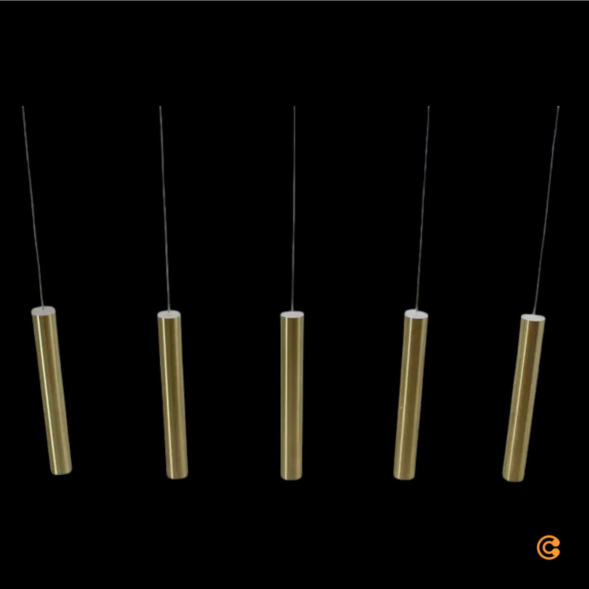 Fabas Luce LED-Hängeleuchte Pendelleuchte Prado gold 5-flammig linear dimmbar - 8019282533412