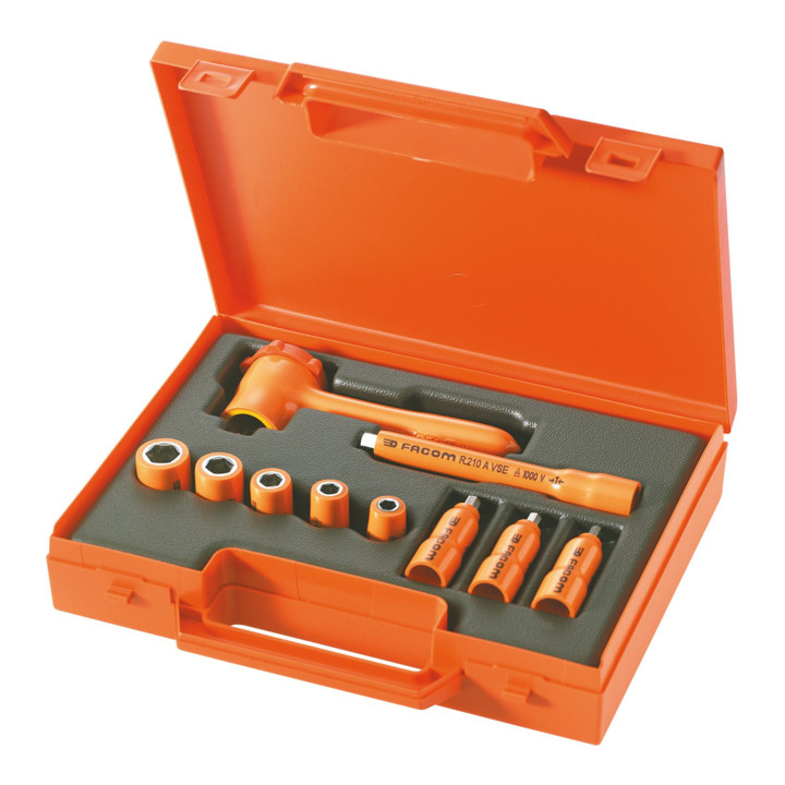 Facom Steckschlüsselsatz Set Umschaltknarre Isolierung 1000 V Koffer 10tlg B-Ware - 3148510531267