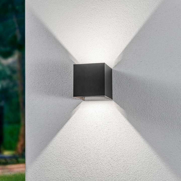 Lindby Led Außenwandleuchte Nivar Eckig Schwarz Metall Wandleuchte Lampe Spot B-Ware