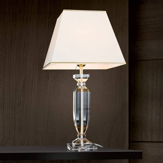 Orion Tischlampe Tischlampe Lampe Leuchte Bürolampe Pokal Kristall Gold/Creme B-Ware