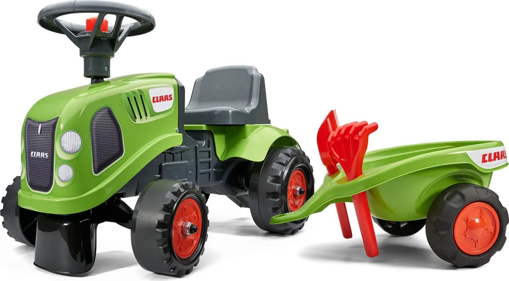 Falk Trettraktor Bagger Kinderfahrzeug Claas grün mit Deichsel Schaufel Schwader - 3016200021230