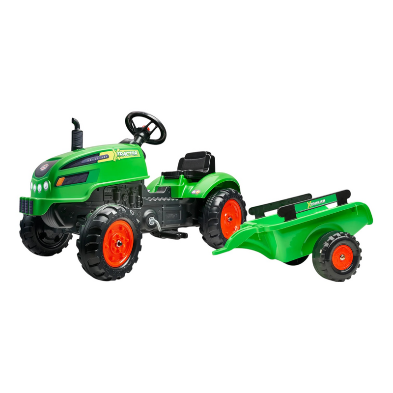 Falk Trettraktor Traktor Kinderfahrzeug Motorhaube Anhänger Grün Outdoor  B-Ware