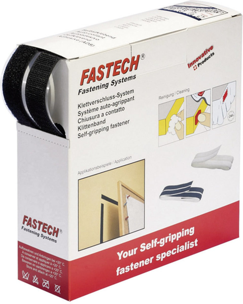 B-Ware Fastech Klettband 25m Zum Aufkleben Haftteil Extrastark Breite 50 Mm Schwarz - 7640108886644