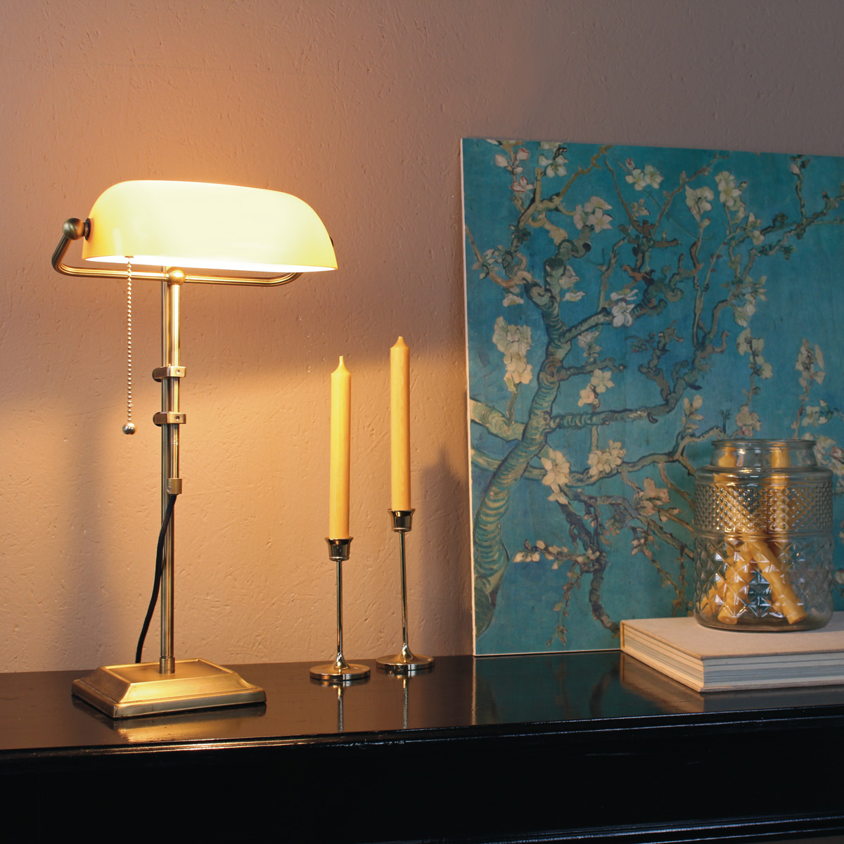 B-Ware Steinhauer Ancilla Bankerlampe Tischlampe Tischleuchte Leuchte Bronze 1 Flammig