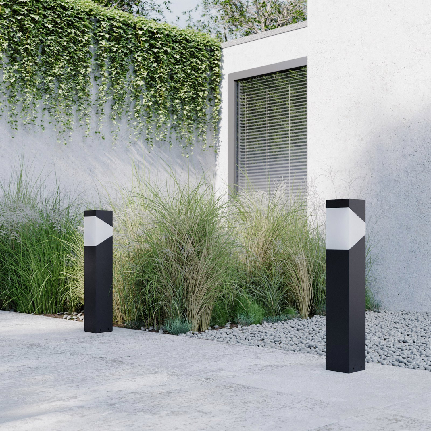 B-Ware Lucande Sockelleuchte Kiran Wegeleuchte Gartenleuchte Lampe E27 Aluminium Grau