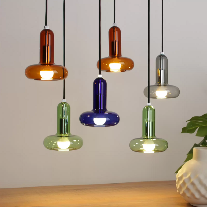 Eco-Light Hängeleuchte Perseus Hängelampe Lampe bunt Länge 65 cm 6-flammig Glas