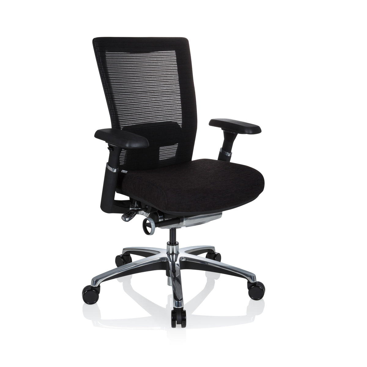 Bürostuhl Drehstuhl Stuhl NOVA PRO ALU hjh OFFICE Stoff Schwarz Synchronmechanik - 4251084663964