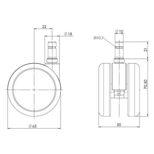 Hjh Office Bürostuhlrollen Hartboden Rollen 10x65mm 5 Stück Rolo 619009 Stuhl B-Ware