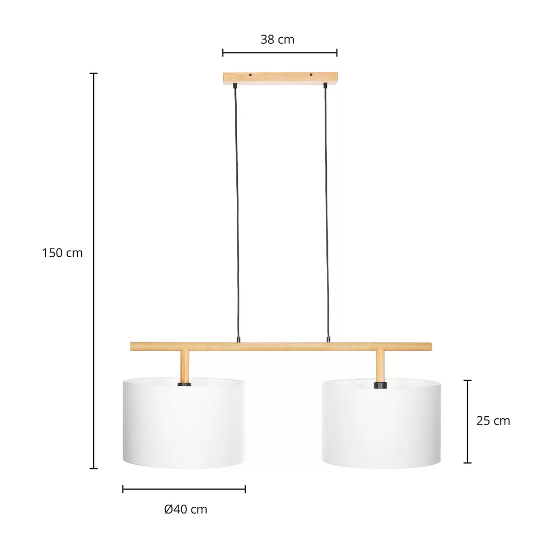 Lindby Chava Hängeleuchte Deckenlampe Lampe Leuchte zweiflammig E27 weiß holz