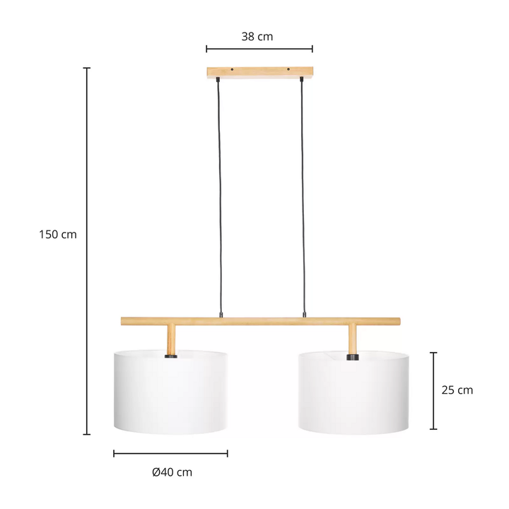 Lindby Chava Hängeleuchte Deckenlampe Lampe Leuchte zweiflammig E27 weiß holz