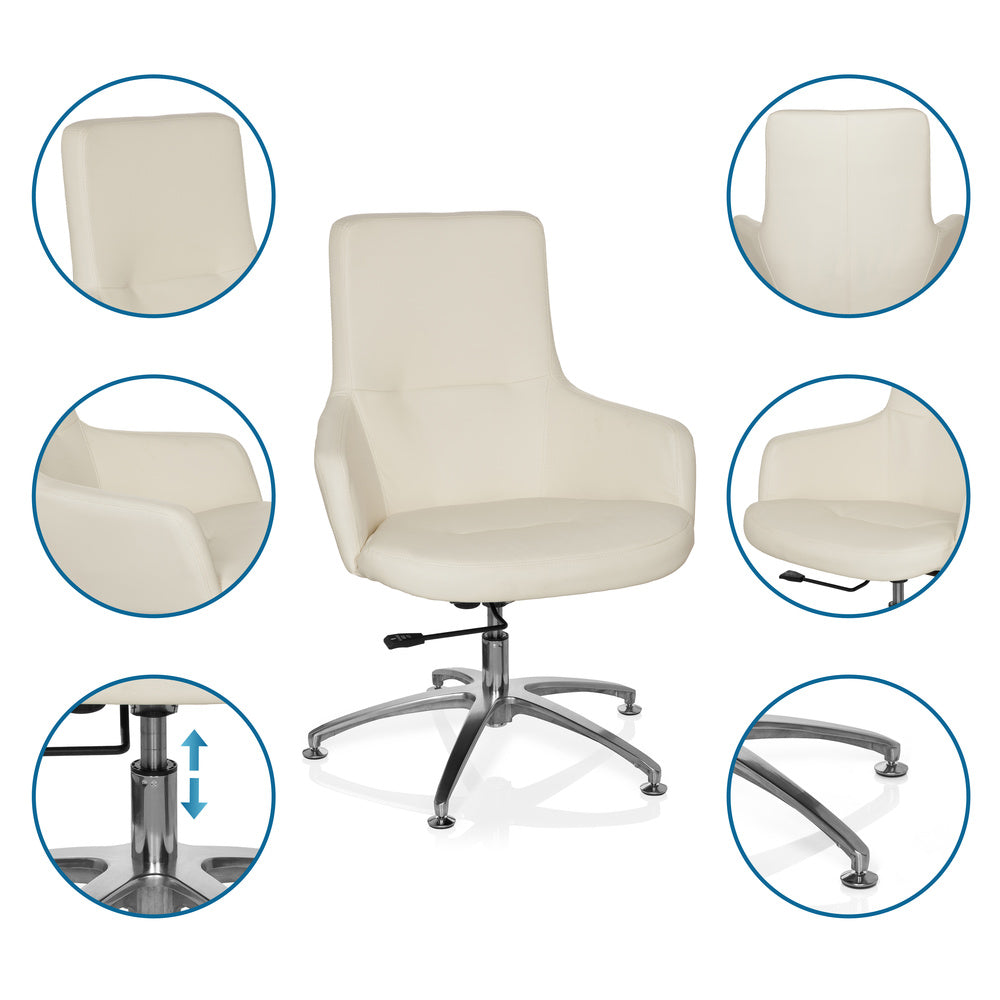 hjh OFFICE Loungechair Relaxsessel Bürostuhl Kunstleder cremeweiß SHAKE 300 - 4260284086671