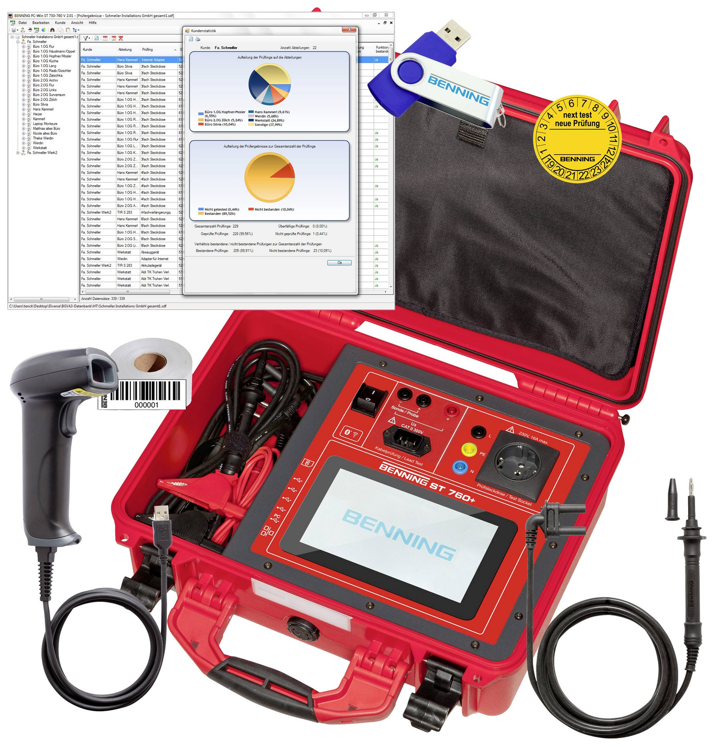 B-Ware Benning St 760+ Set Gerätetester Set Vde Norm Prüfgerät Testgerät Vde Prüfgerät