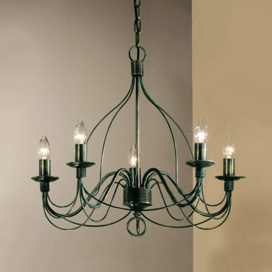 Kögl Kronleuchter Filo Deckenlampe Deckenleuchte Leuchte 5 Flammig Grün Antik B-Ware