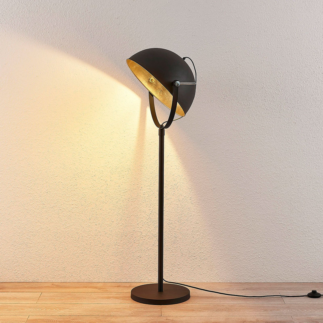 Lindby Stehleuchte Muriel Stehlampe Standleuchte Lampe Leuchte E27 schwarz gold