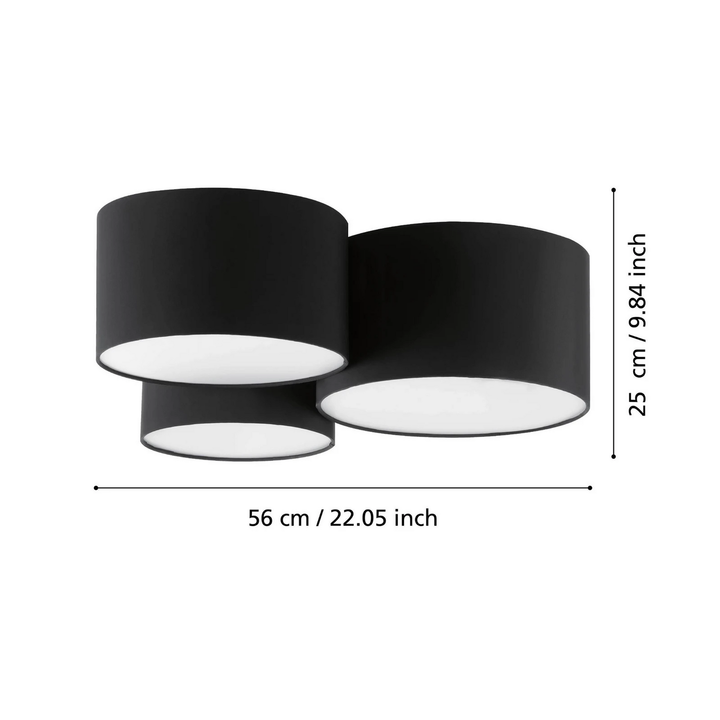 Eglo Deckenlampe Pastore 2 Länge 61 Cm Schwarz Stoff Deckenleuchte Lampe Leuchte B-Ware - 9002759995089